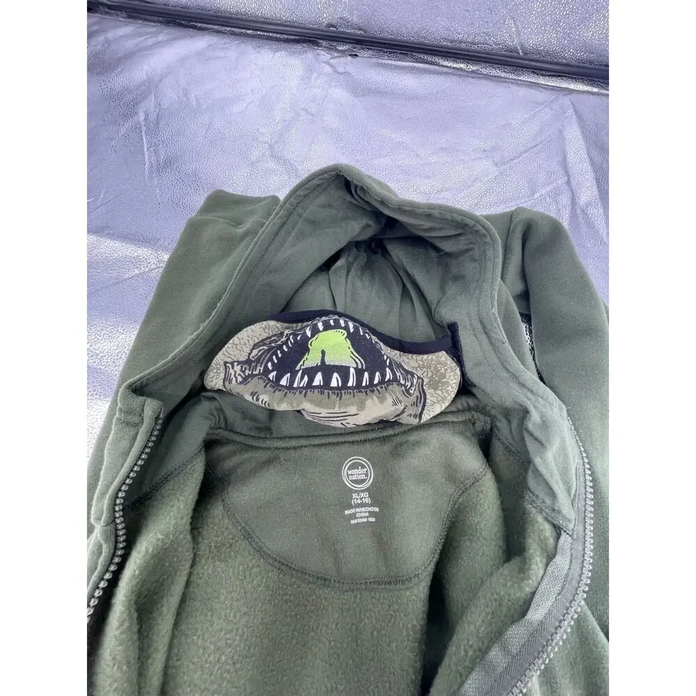 Wonder Nation Boys Green Full Zip Hoodie Sweatshirt Youth Size XL 14-16